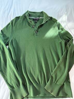 Banana Republic Green Cotton-Cashmere Polo Sweater